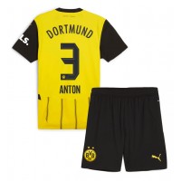 Camisa de Futebol Borussia Dortmund Waldemar Anton #3 Equipamento Principal Infantil 2024-25 Manga Curta (+ Calças curtas)